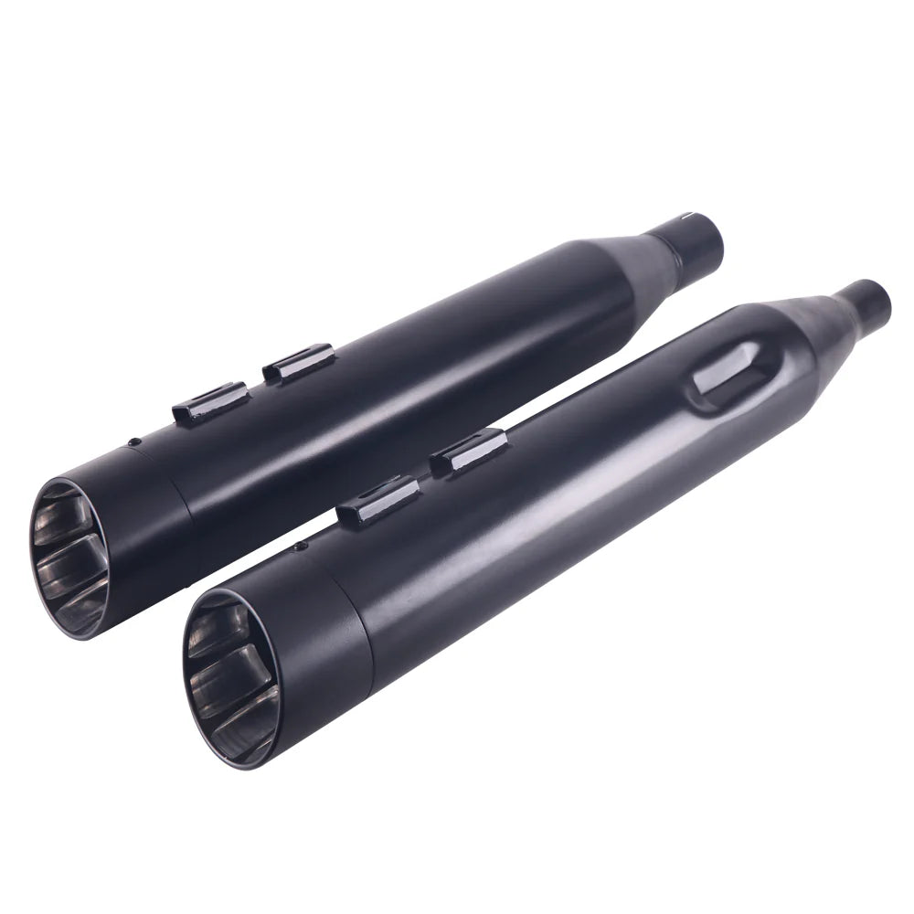 Rumble Harley Touring 2017-UP 4.5β Black Slip On Mufflers PRO BAFFLE