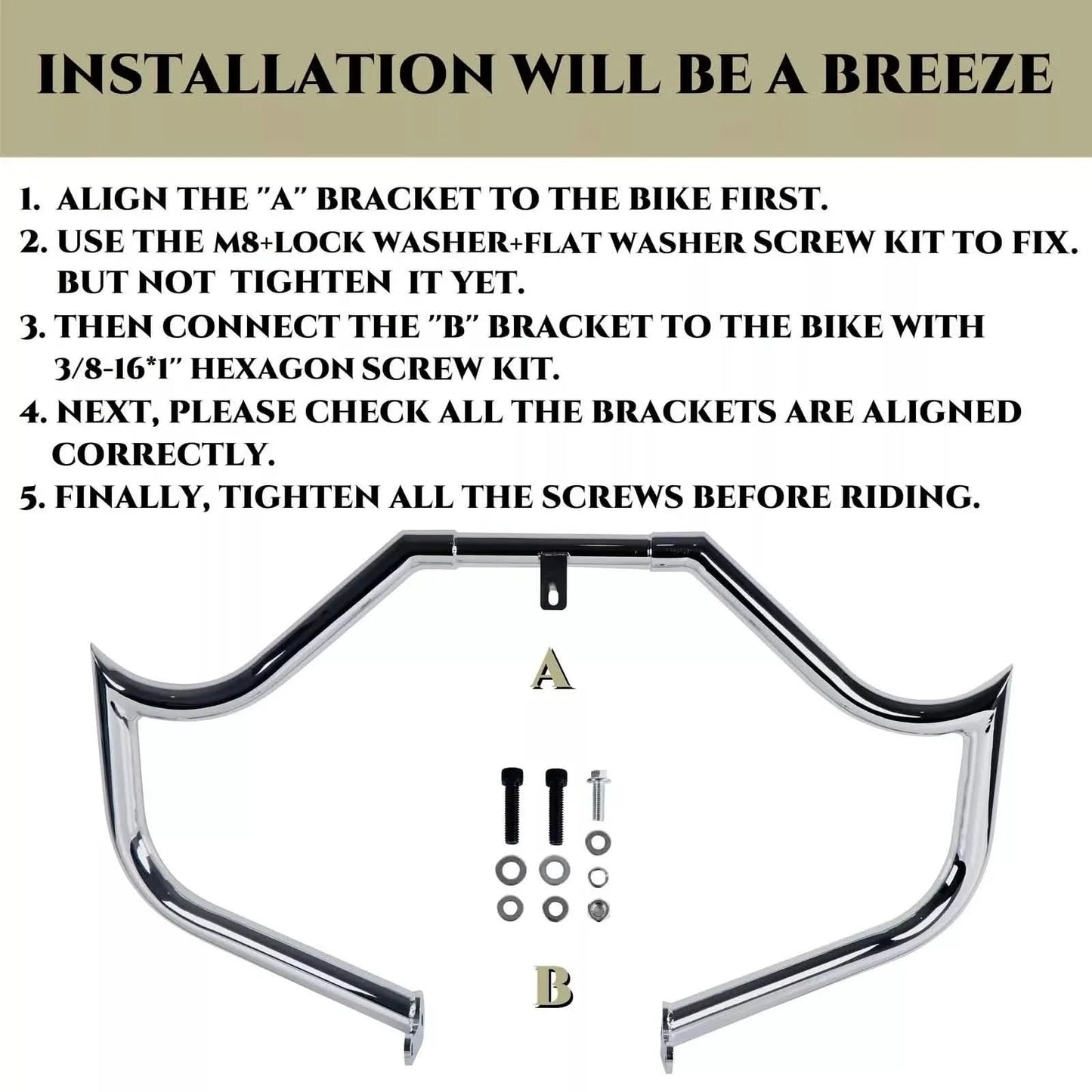 1.5 Inch Big Dude Highway Bars for Harley Softail Engine Guard Installing