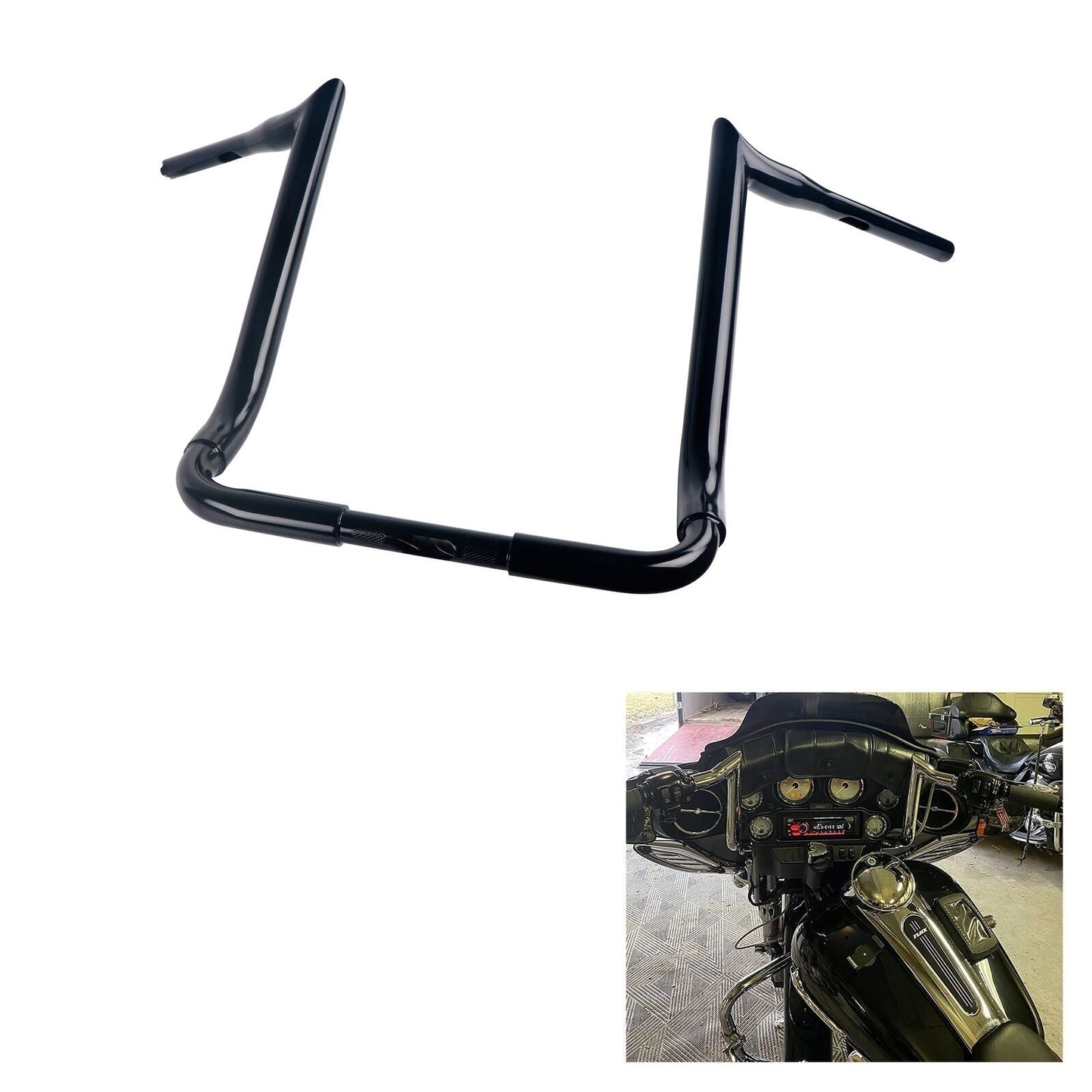 SHARKROAD 1.5'' X H16'' Big Dude Handlebars for Harley Touring Street Glide