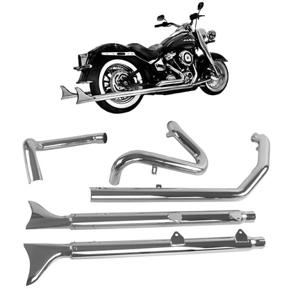 Rumble Pipes True Dual Headers with Fishtail Mufflers for Harley Softail Exhaust Heritage