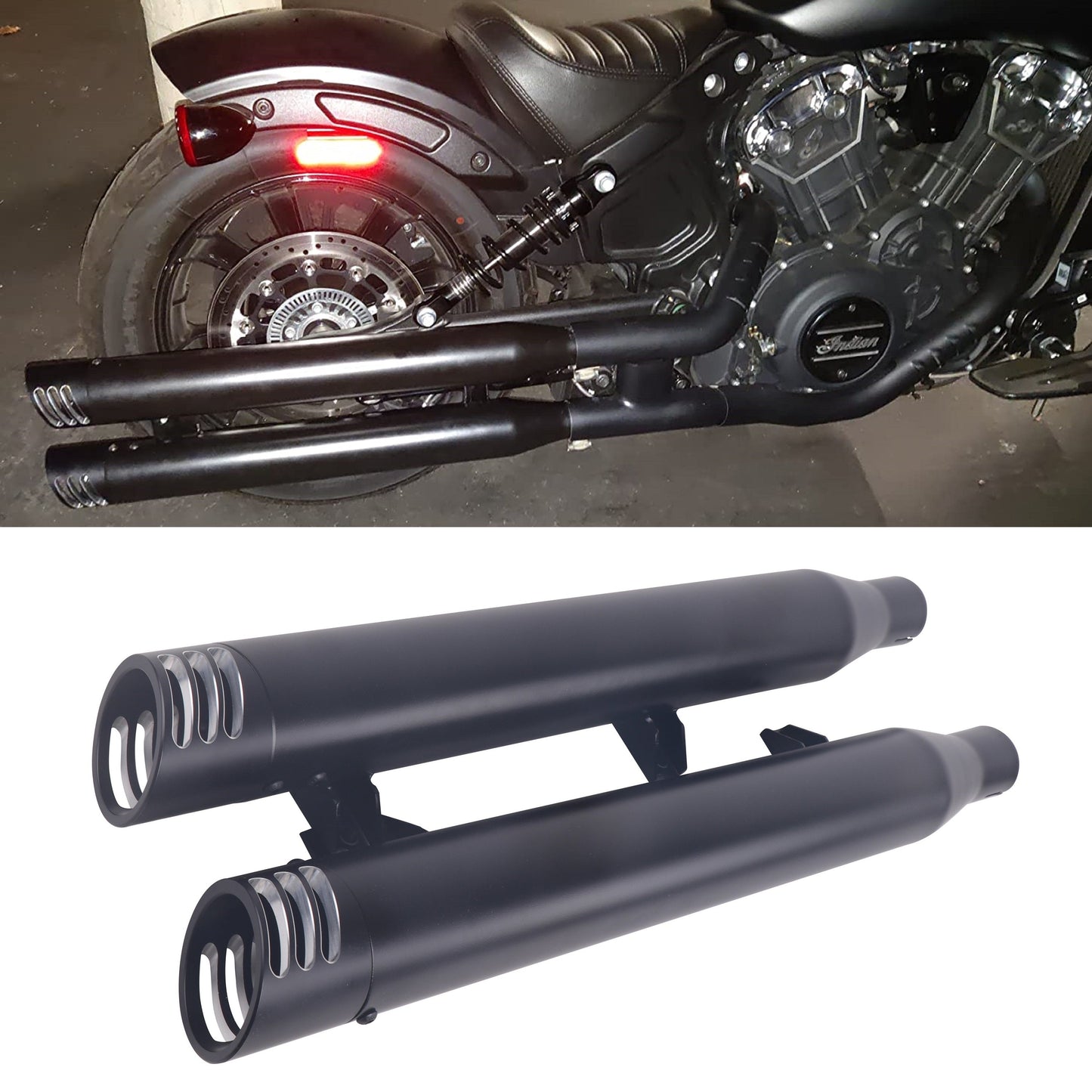 Sharkroad Black 3'' Slip-on Exhaust for 2015-2023 Indian Scout, Scout Bobber, Scout Sixty