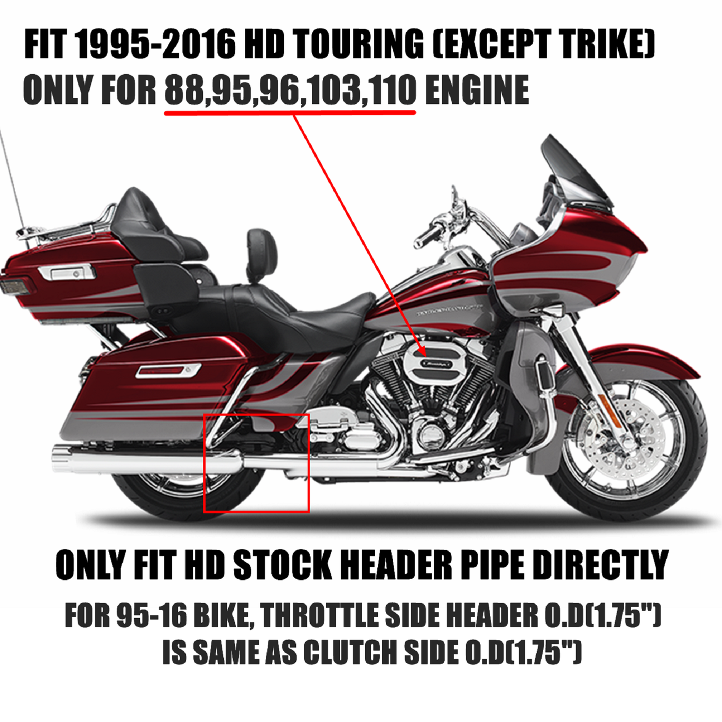 Sharkroad Harley Touring 1995-2016 4.0” Chrome Slip On Mufflers