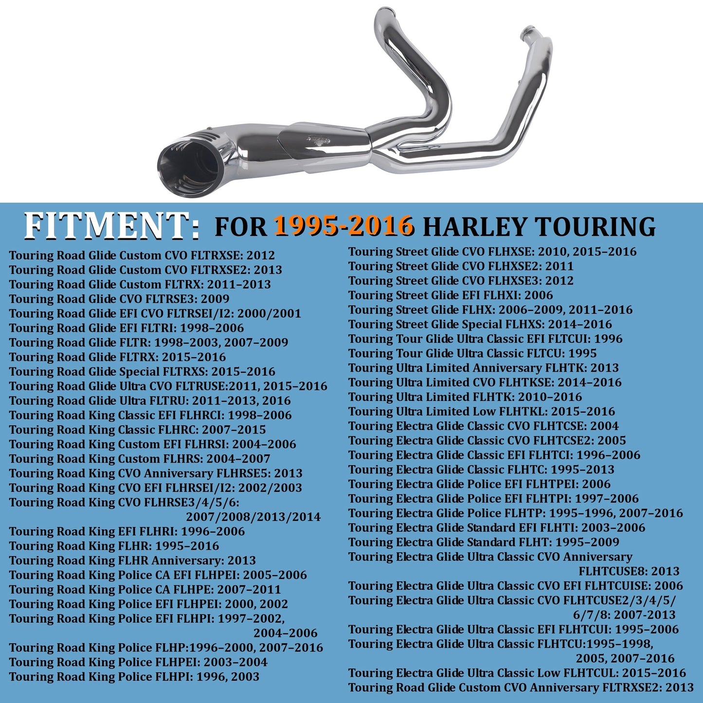 Rumble Pipes 2 Into 1 Exhaust Pipes for Harley Touring 1995-2016 Full Exhaust System