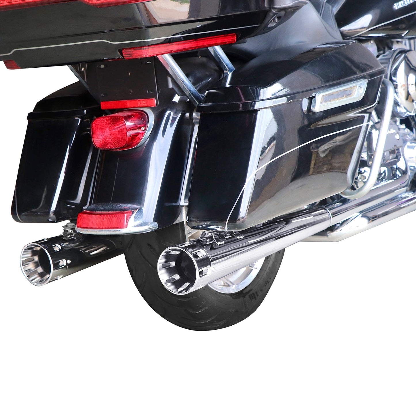 For 1995-2016 Harley Davidson touring 4.4 inch Chrome megaphone slip on mufflers