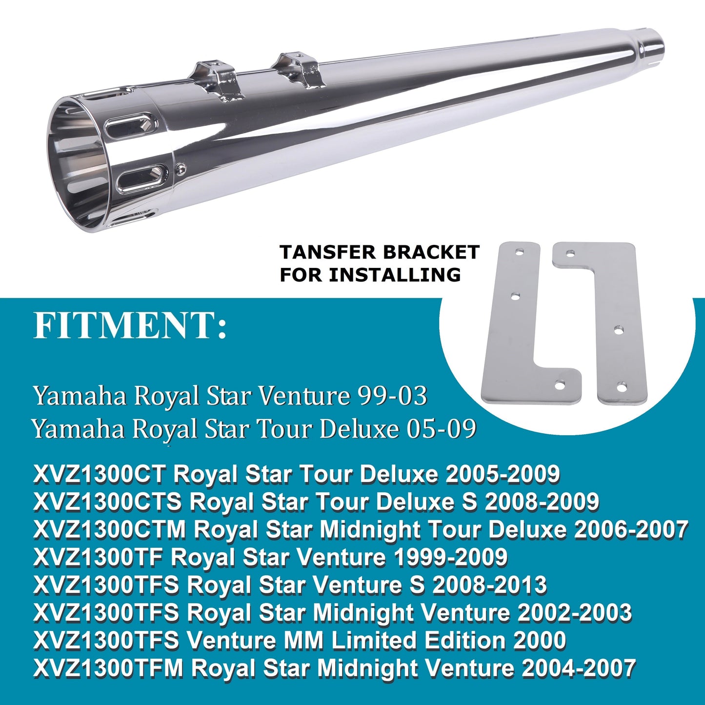 Exhaust Pipes and Mufflers for Yamaha Royal Star Venture and Royal Star Tour Deluxe Models, Deep Rumble Sound 4.4''