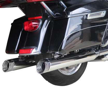 Sharkroad 2017-2024 4” Chrome Slip On Mufflers Exhaust for Harley Touring M8.