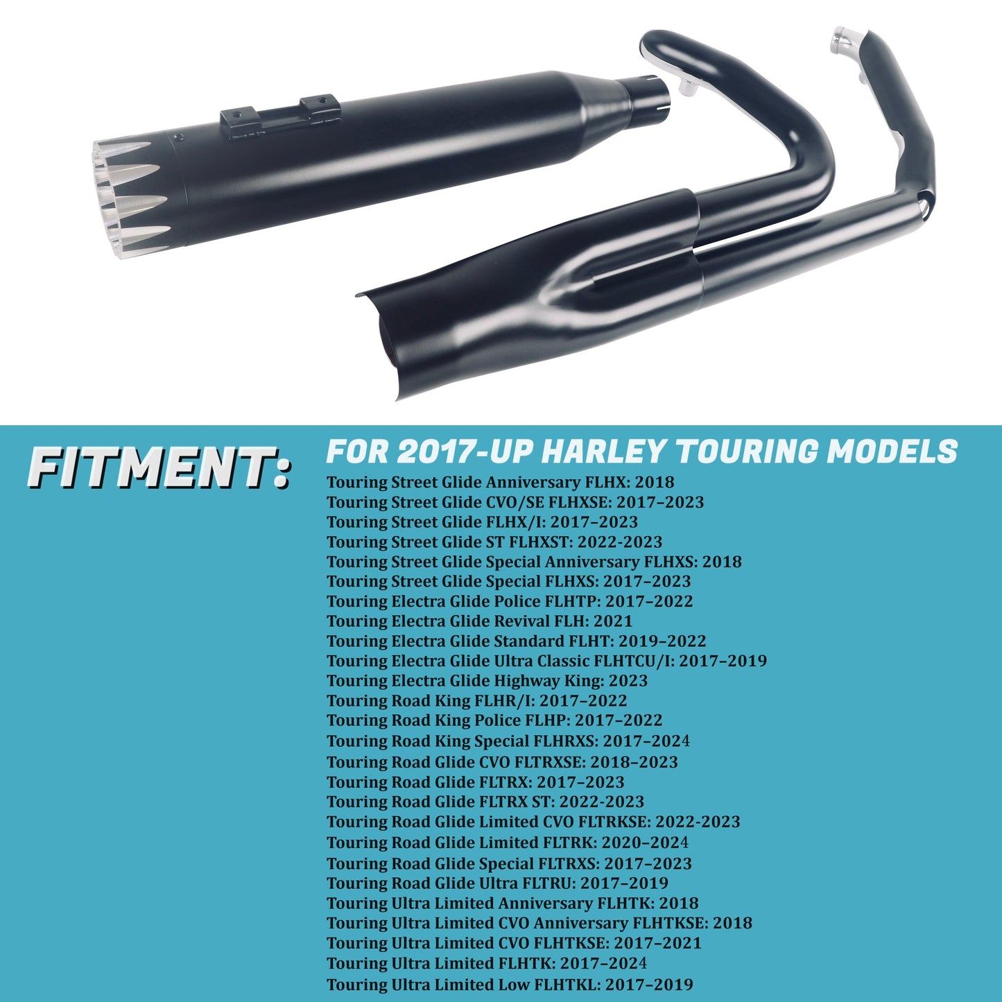 Rumble Tone 2 Into 1 Exhaust For Harley Touring Exhaust 2017-up Models