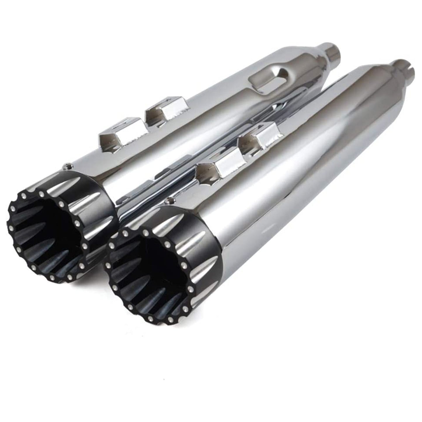 Sharkroad 2017-2024 4” Chrome Slip On Mufflers Exhaust for Harley Touring M8.