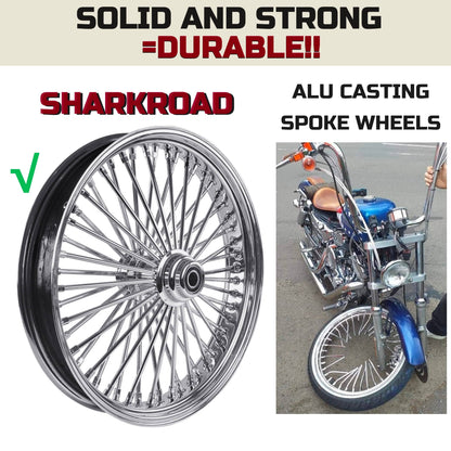 SHARKROAD 21X3.5" Front Fat Spoke Wheel SD for 2000-2007 Harley Softail