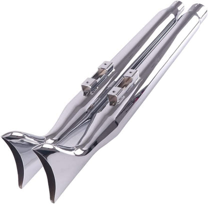 36" Chrome Fishtail Slip-on Muffler for 2017-UP Harley Touring - Get the Classic Look and Thunderous Sound You Desire!