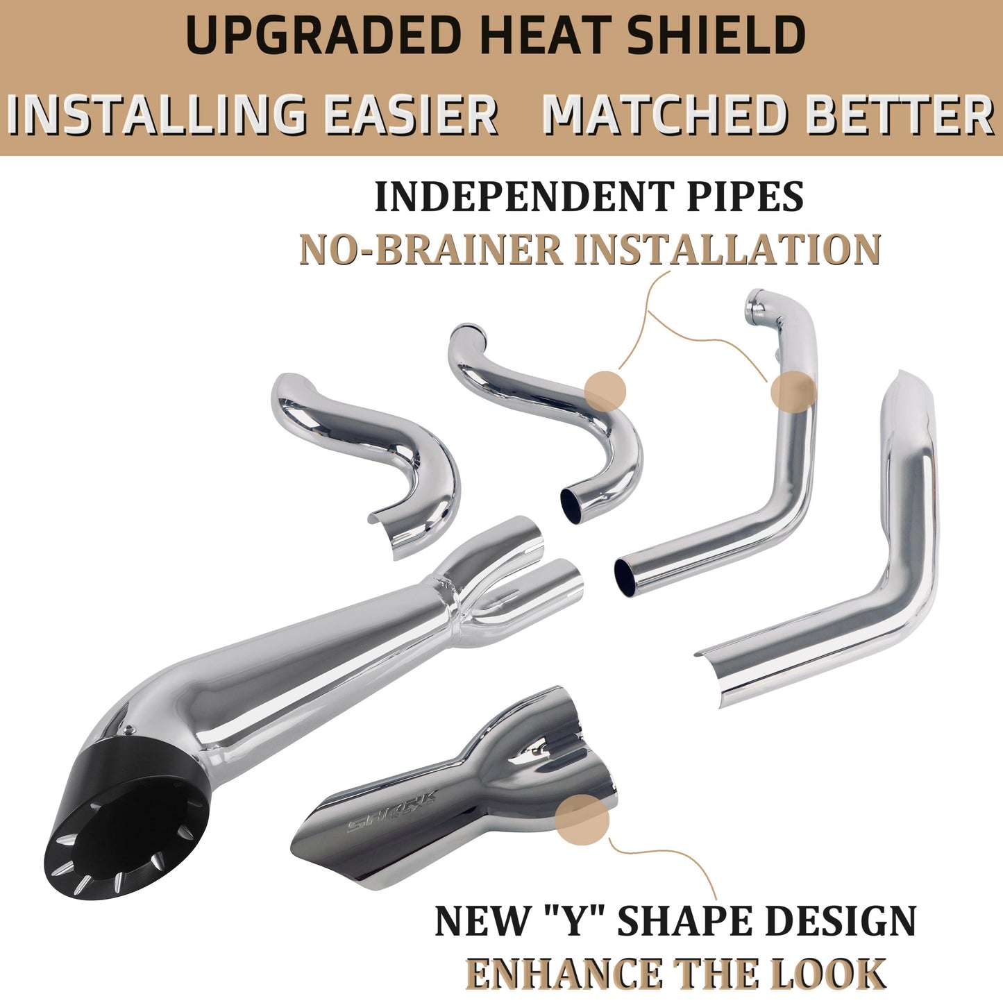 SHARKROAD Deep Rumble 2-1 Exhaust for 2006-2017 Harley Dyna Exhaust Upgrade