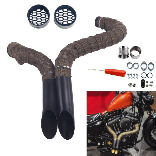 1984-UP 2 inches LAF Drag Pipes Wrapped Exhaust For Harley Softail Sportster 883