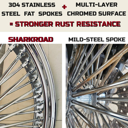 SHARKROAD 21X3.5" Front Fat Spoke Wheel SD for 2000-2007 Harley Softail