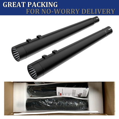 For 2017-UP Harley Davidson touring 4.4 inch Black megaphone slip on mufflers