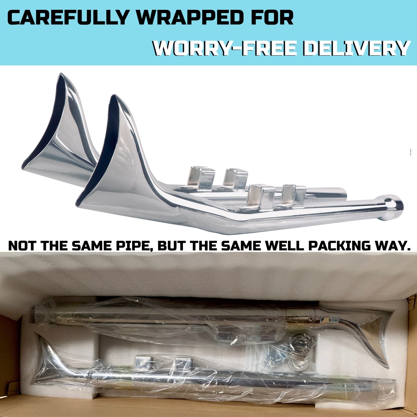 Upswept Fishtail Exhaust for Harley Davidson 17-UP Touring & Bagger Exhaust