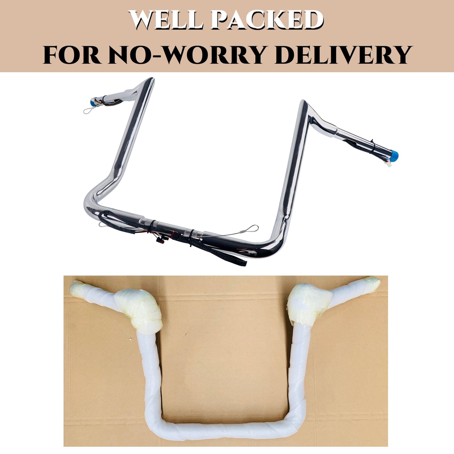 SHARKROAD 1-1/4'' Pre-wired Motorcycle Handlebar for Harley 2014-Up Street Glide, Electra