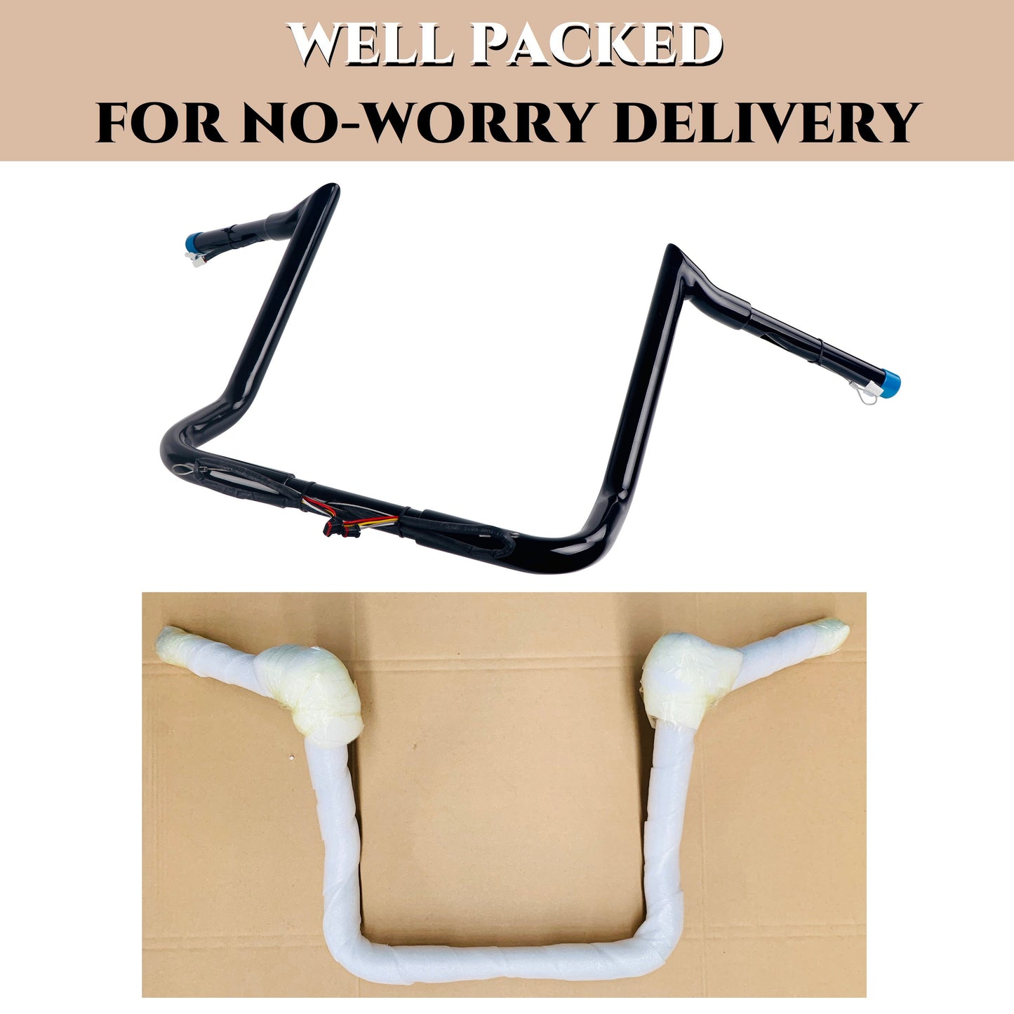 SHARKROAD 1-1/4'' Pre-wired Motorcycle Handlebar for Harley 2014-Up Street Glide, Electra