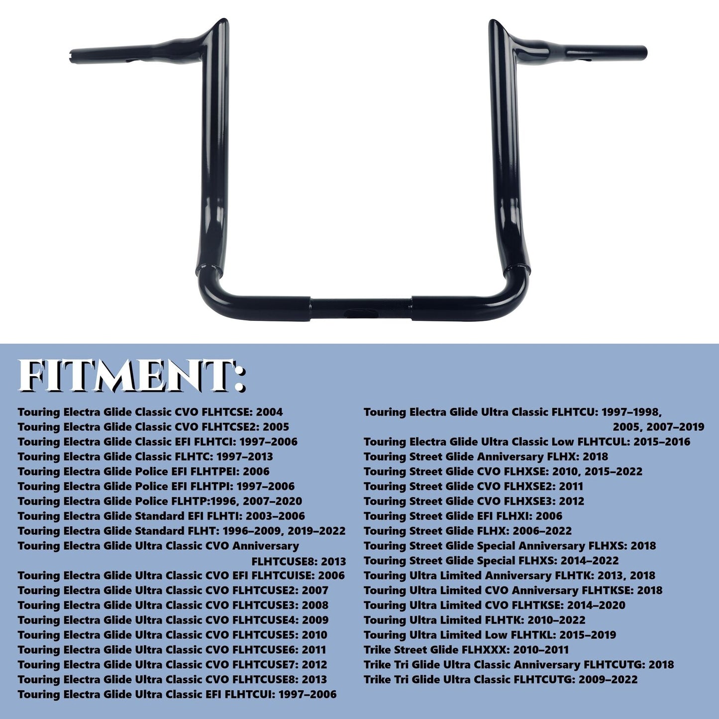 SHARKROAD 1.5'' X H16'' Big Dude Handlebars for Harley Touring Street Glide