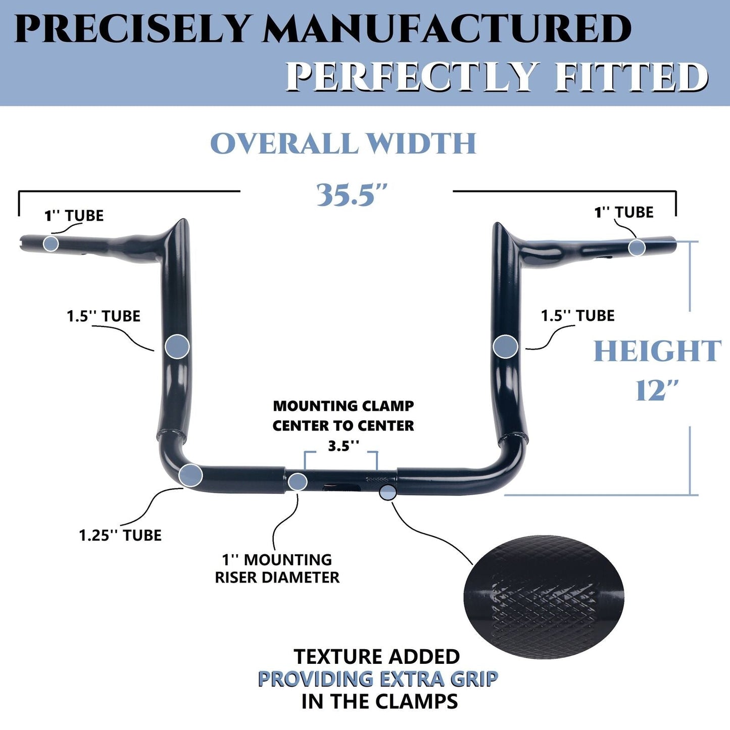 SHARKROAD 1.5'' X H16'' Big Dude Handlebars for Harley Touring Street Glide