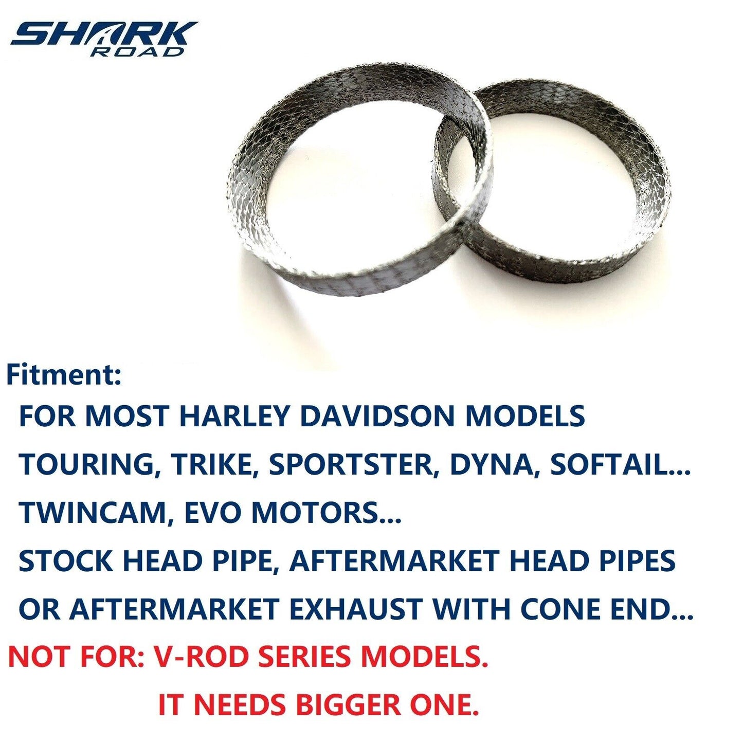 SHARKROAD Exhaust Gasket, Tapered Exhaust Gasket For Harley, 1984-2022 Touring