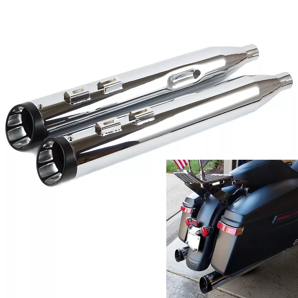 4.5” Chrome Slip On Mufflers Exhaust for Harley Touring 1995-2016 Pro-Baffle.