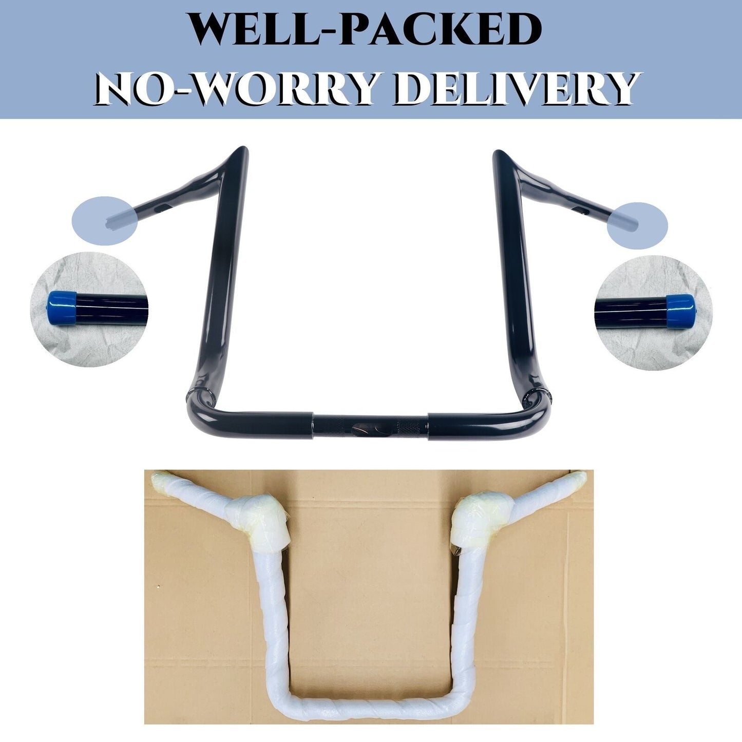 SHARKROAD 1.5'' X H16'' Big Dude Handlebars for Harley Touring Street Glide