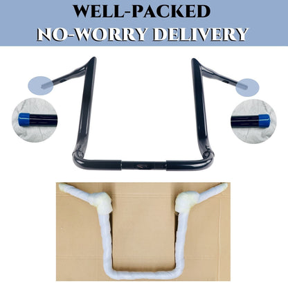 SHARKROAD 1.5'' X H16'' Big Dude Handlebars for Harley Touring Street Glide