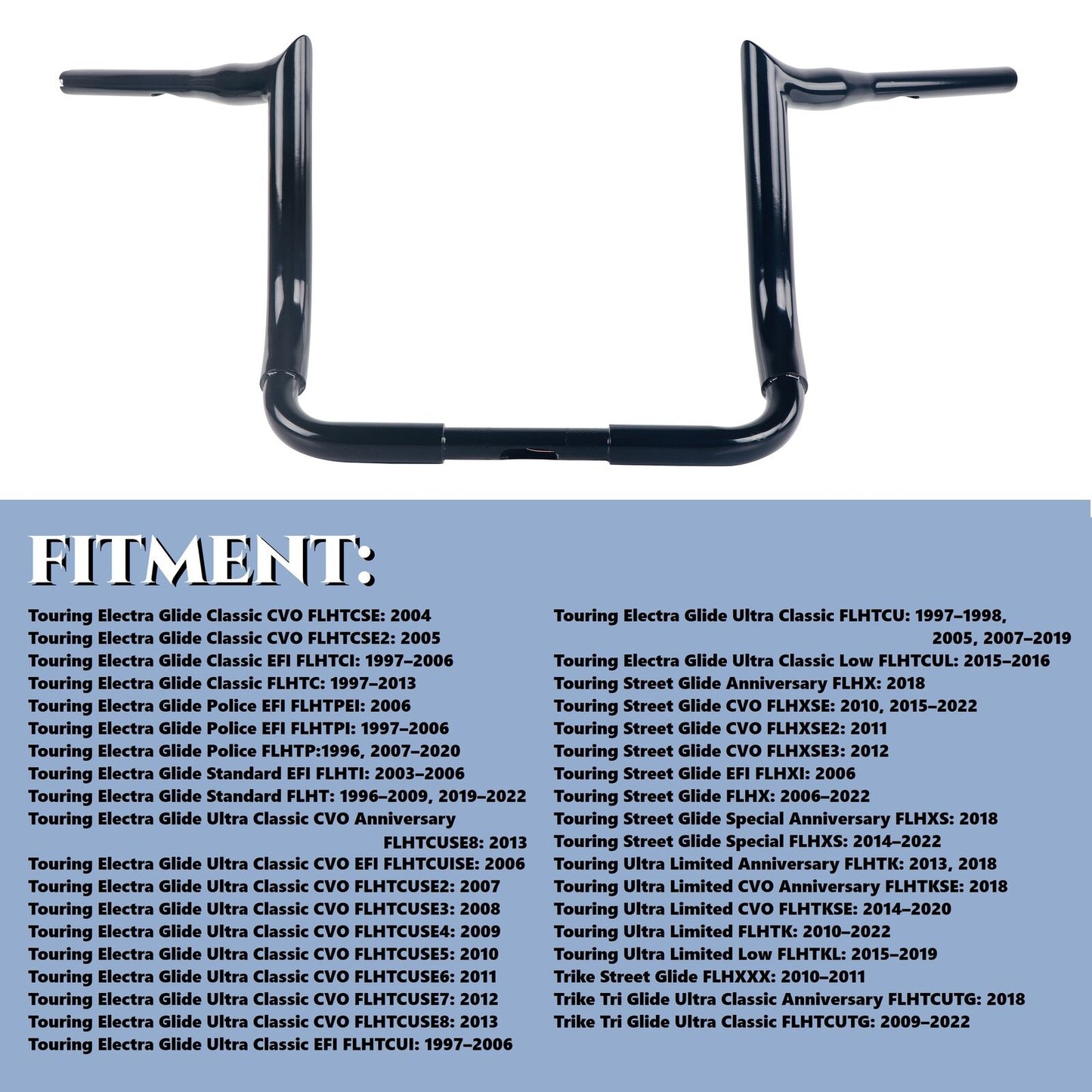 SHARKROAD 1.5'' X H16'' Big Dude Handlebars for Harley Touring Street Glide