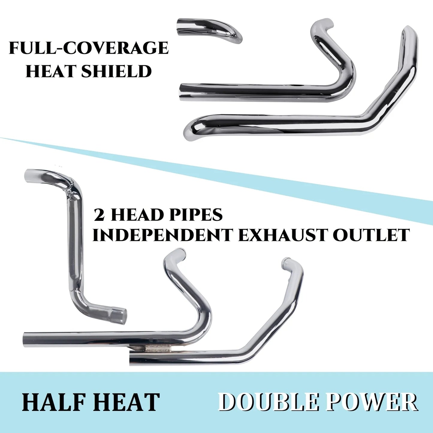 SHARKROAD Rumble Header Pipes for True Dual Exhaust for Harley Touring 2009-2016