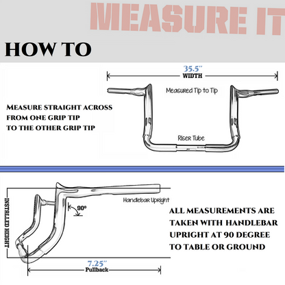 SHARKROAD 1.5'' X H16'' Big Dude Handlebars for Harley Touring Street Glide