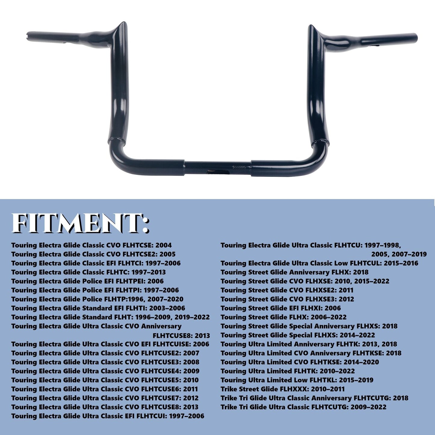 SHARKROAD 1.5'' X H16'' Big Dude Handlebars for Harley Touring Street Glide