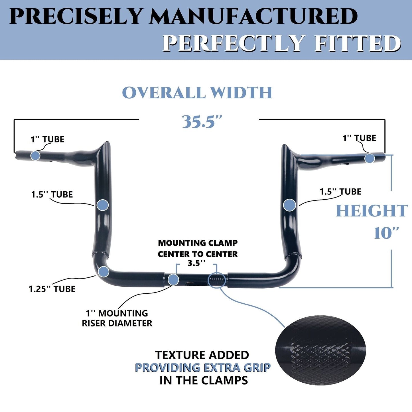SHARKROAD 1.5'' X H16'' Big Dude Handlebars for Harley Touring Street Glide