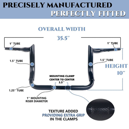 SHARKROAD 1.5'' X H16'' Big Dude Handlebars for Harley Touring Street Glide