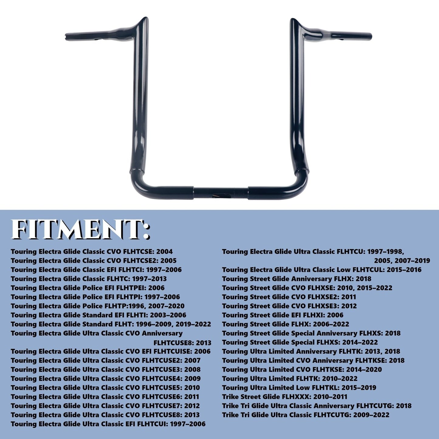 SHARKROAD 1.5'' X H16'' Big Dude Handlebars for Harley Touring Street Glide