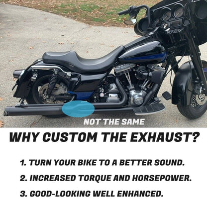 2 into 1 Black Exhaust system with 4.5 inch slip ons for Harley davidson Touring 1995-2016