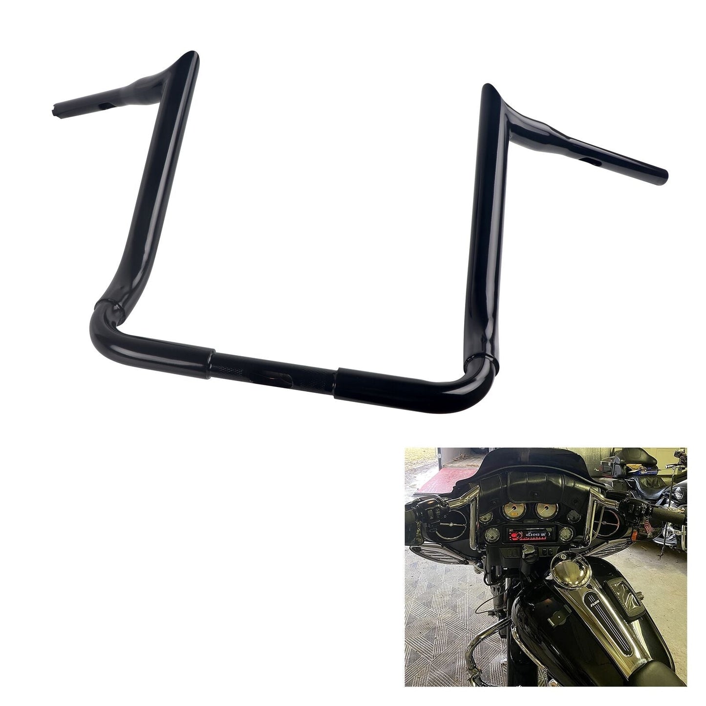 SHARKROAD 1.5'' X H16'' Big Dude Handlebars for Harley Touring Street Glide