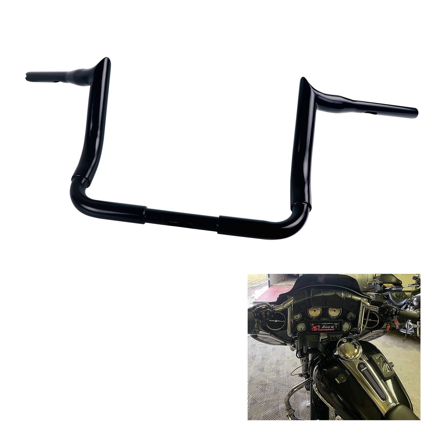 SHARKROAD 1.5'' X H16'' Big Dude Handlebars for Harley Touring Street Glide